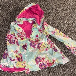 John Lewis Colorful Floral Kids Raincoat with Hood